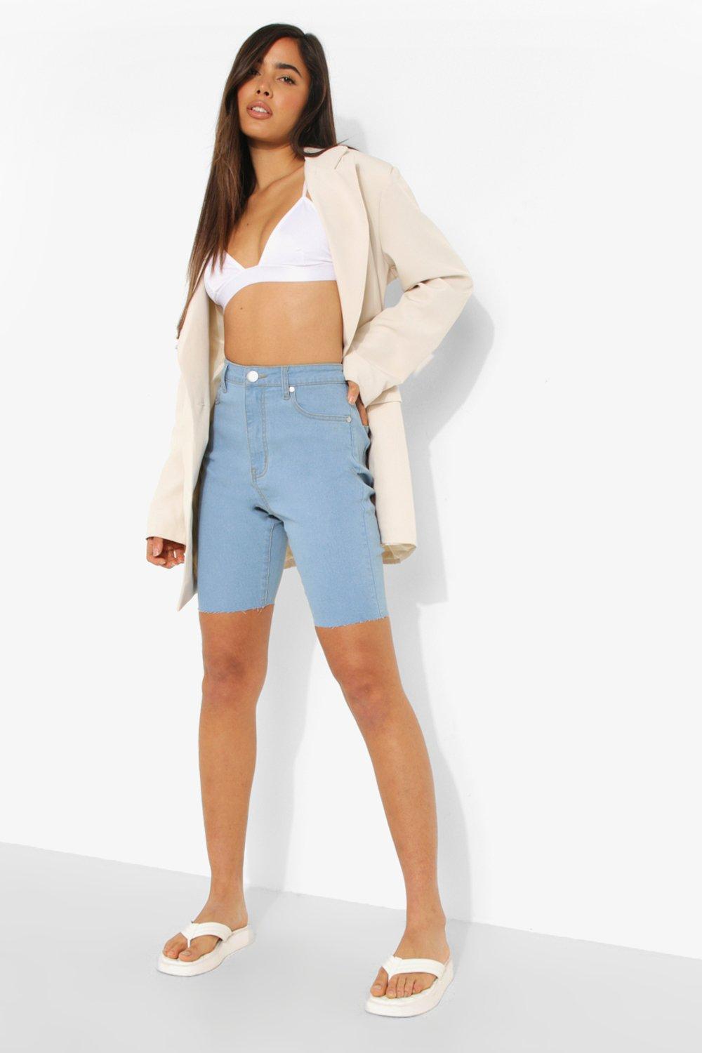 Denim best sale biker shorts